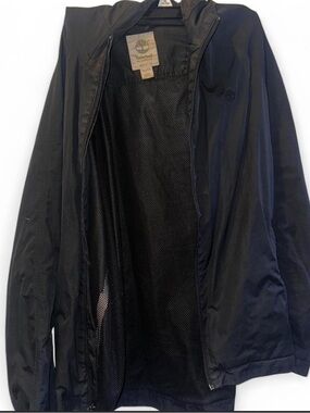 Timberland Men’s Black Hooded Windbreaker with Mesh Lining